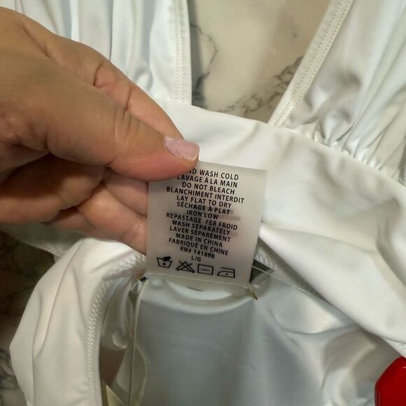 NEW Ramy Brook Annka Plunging One Piece Swimsuit White Halter One-Piece Size L - Picture 8 of 10